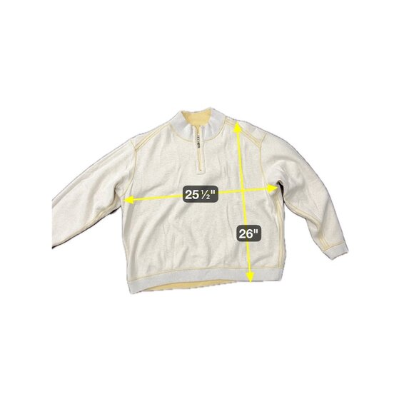 Tommy Bahama Quarter Zip Reversible Pullover Sweater Yellow Cozy Relaxed - Picture 9 of 11